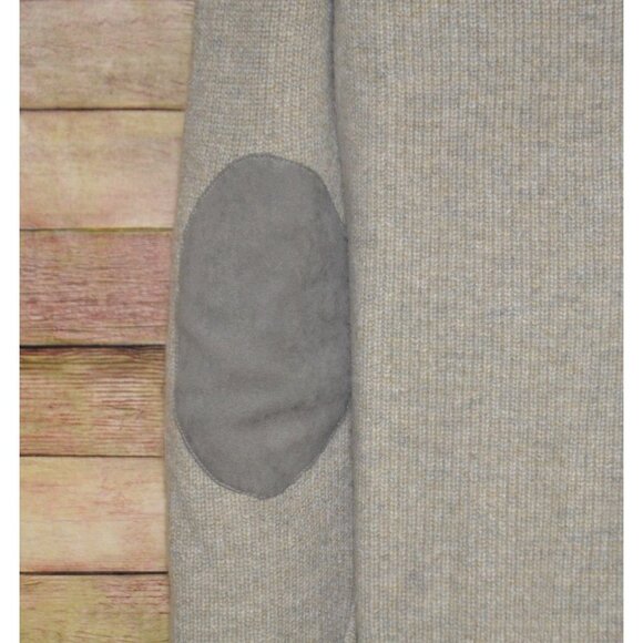 Joseph Abboud Mens L Brown Wool Blend Cable Knit Cardigan Sweater Elbow Patches - Picture 6 of 9